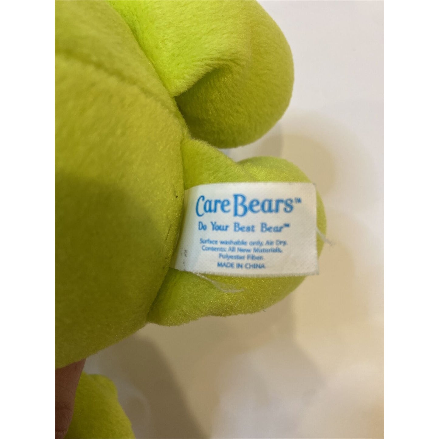 Care Bears Plush Kite Bright Green Do Your Best Teddy Bear 8" 2003 Stuffed #A49