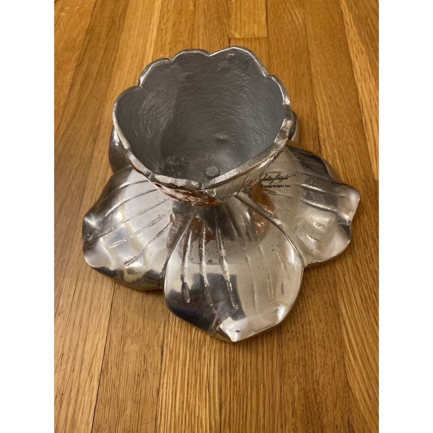 Vintage Julia Knight Enamel Orange Sunflower 8” Pedestal