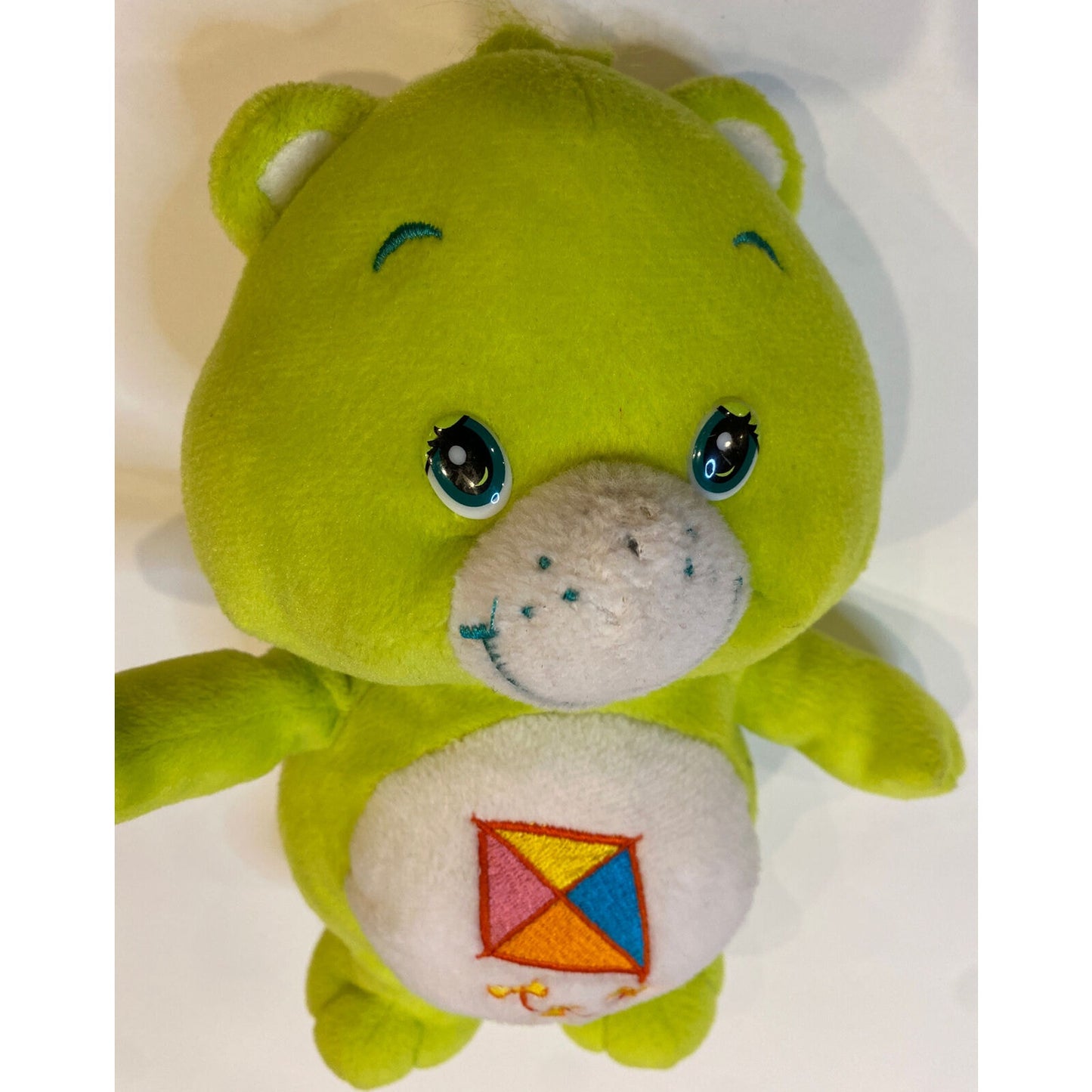 Care Bears Plush Kite Bright Green Do Your Best Teddy Bear 8" 2003 Stuffed #A49
