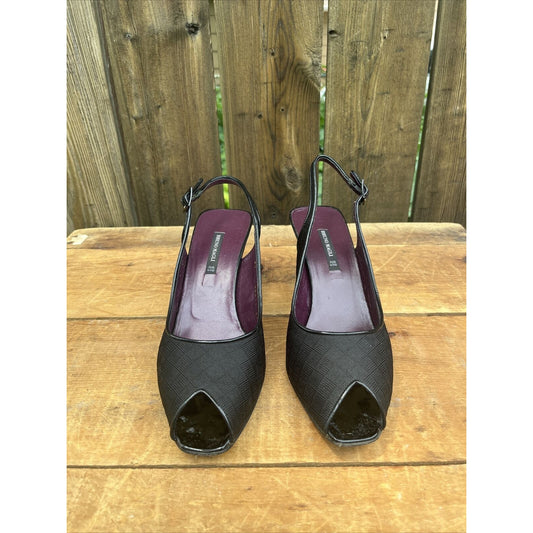 Bruno Magli Vintage Black Open Toe Heels Pumps Size 8 1/2