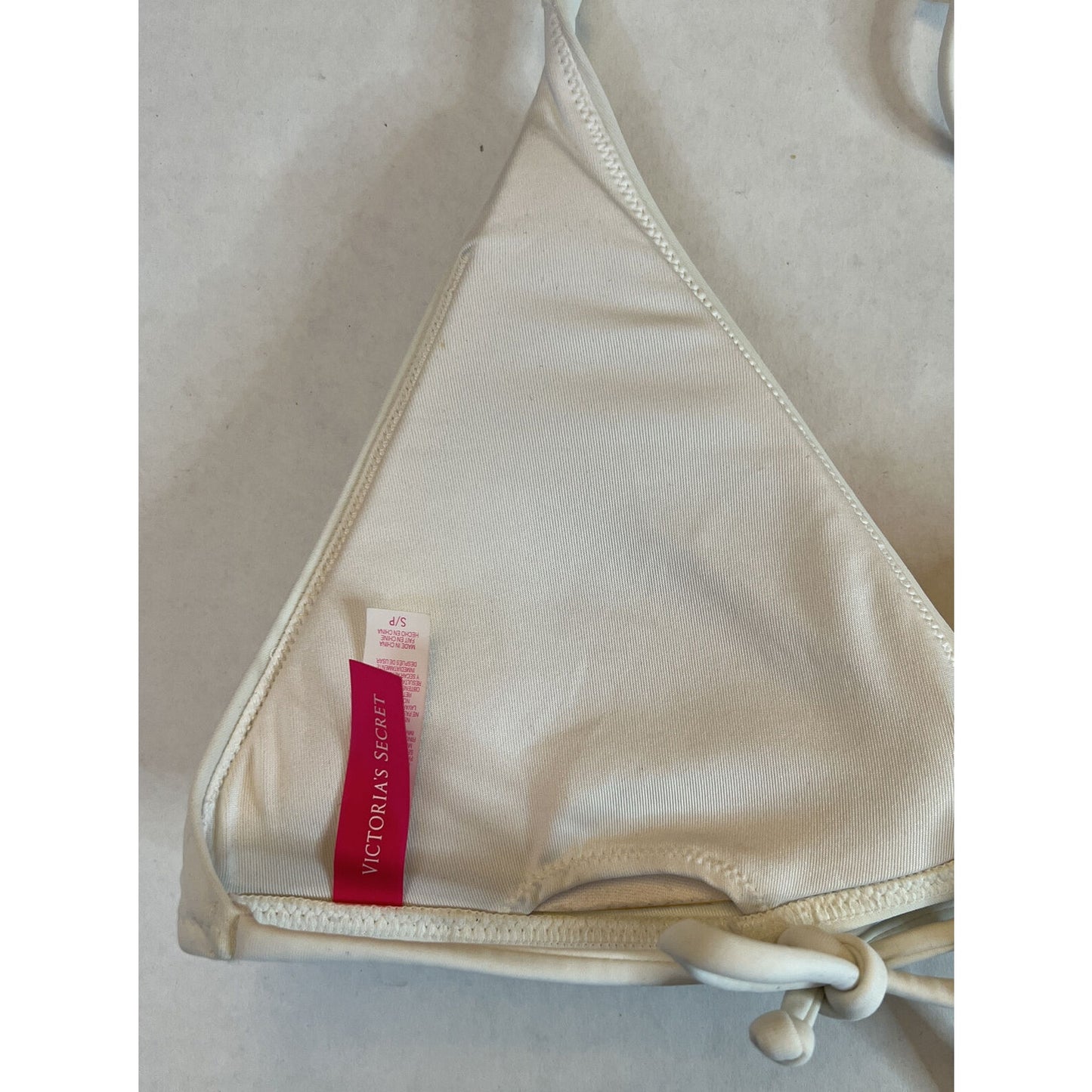 Victoria's Victoria Secret Bikini Halter Top S Small White With Rhinestones EUC